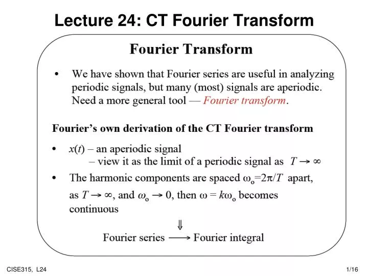 lecture 24 ct fourier transform