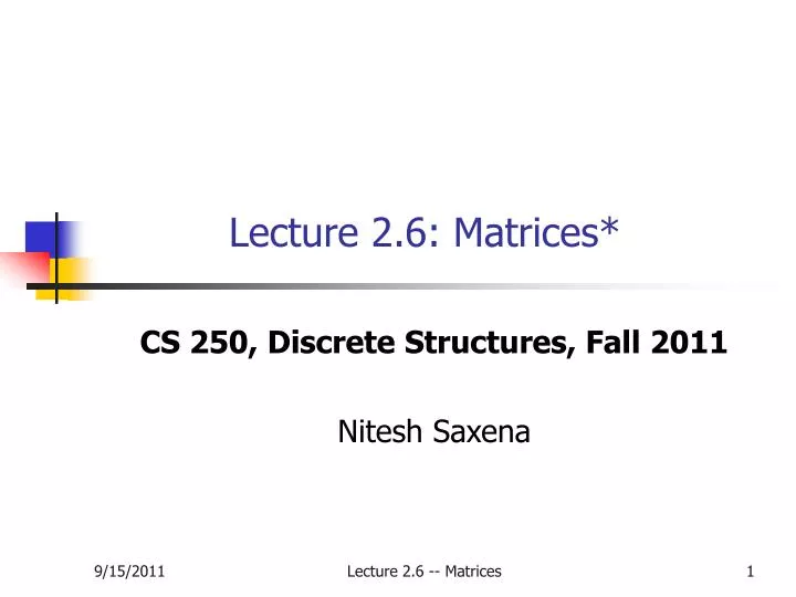 lecture 2 6 matrices