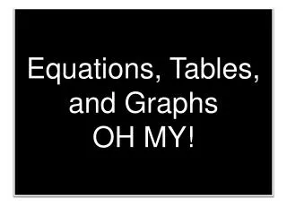 Equations, Tables, and Graphs OH MY!