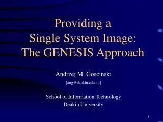 Providing a Single System Image: The GENESIS Approach