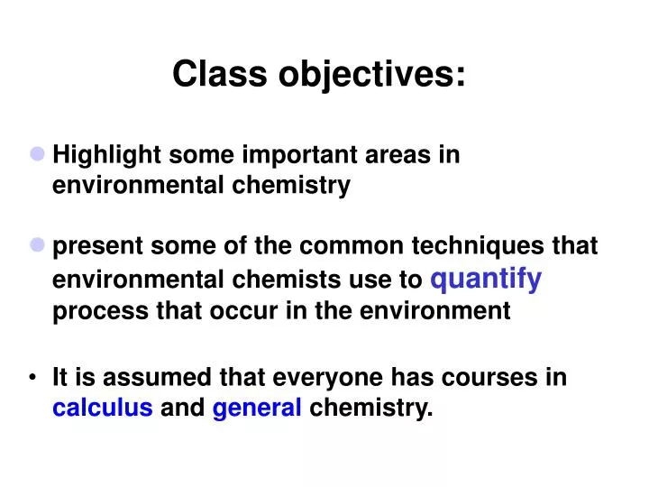 class objectives