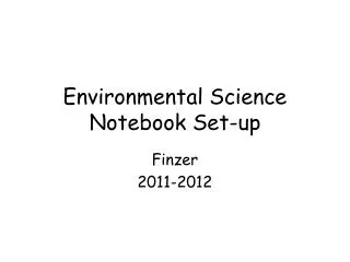 Environmental Science Notebook Set-up