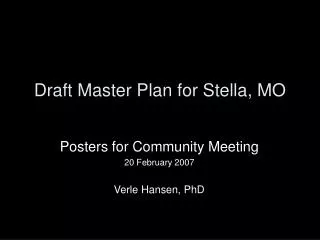 Draft Master Plan for Stella, MO