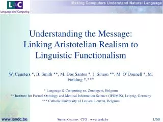 Understanding the Message: Linking Aristotelian Realism to Linguistic Functionalism