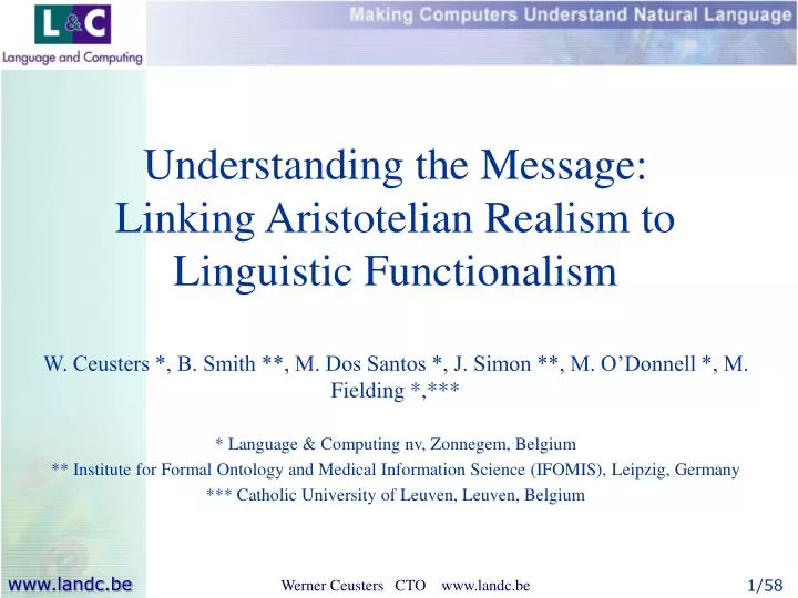 understanding the message linking aristotelian realism to linguistic functionalism