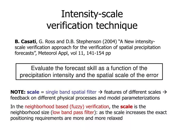 intensity scale verification technique