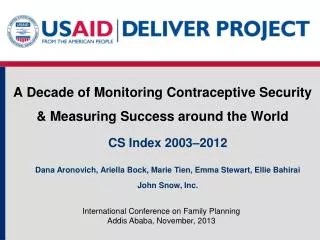 A Decade of Monitoring Contraceptive Security &amp; Measuring Success around the World