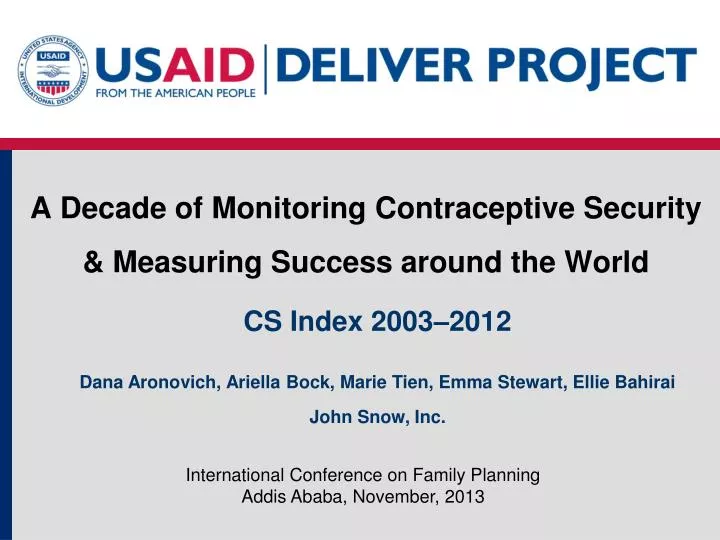 a decade of monitoring contraceptive security measuring success around the world