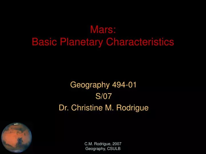 mars basic planetary characteristics