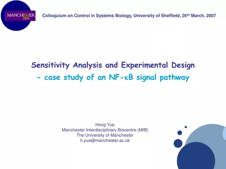 sensitivity analysis and experimental design case study of an nf k b signal pathway