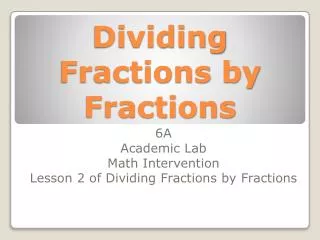 Dividing Fractions by Fractions