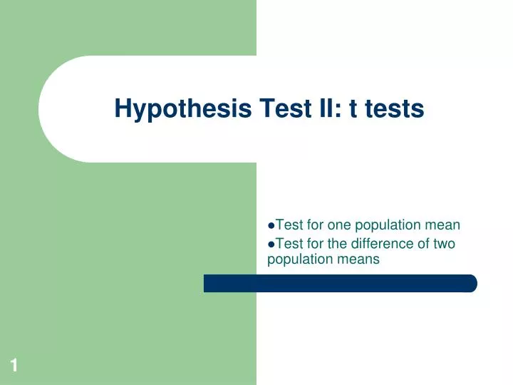 hypothesis test ii t tests