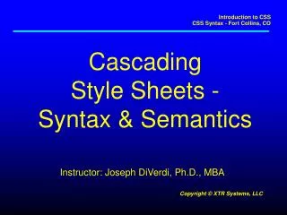Cascading Style Sheets - Syntax &amp; Semantics