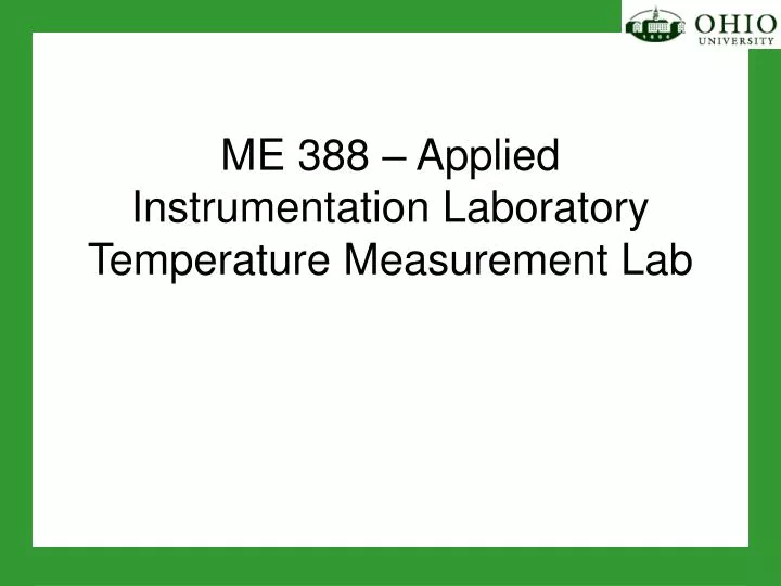 me 388 applied instrumentation laboratory temperature measurement lab