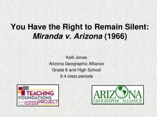 You Have the Right to Remain Silent: Miranda v. Arizona (1966)