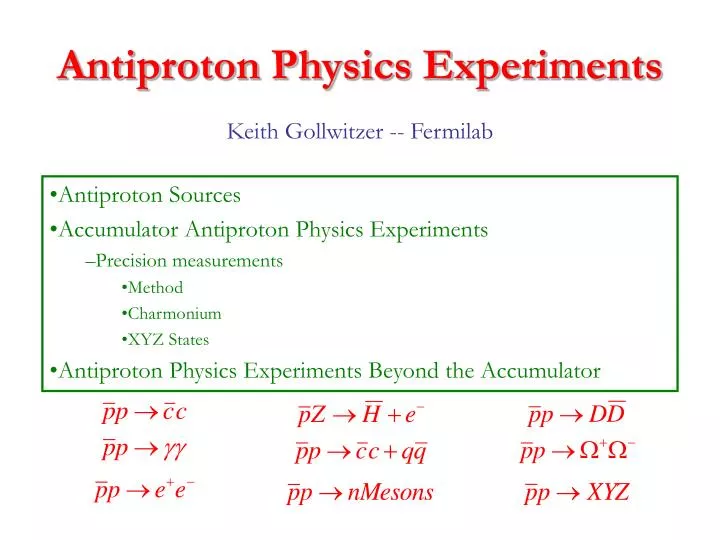 antiproton physics experiments