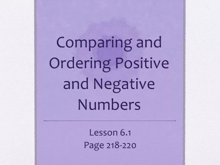 comparing and ordering positive and negative numbers