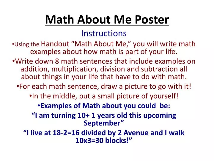 math about me poster
