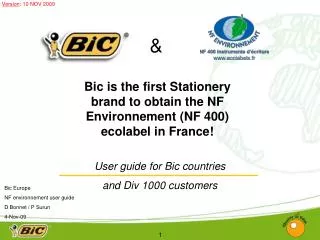 User guide for Bic countries and Div 1000 customers