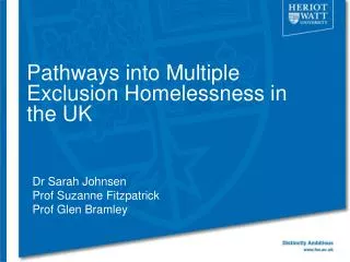Pathways into Multiple Exclusion Homelessness in the UK