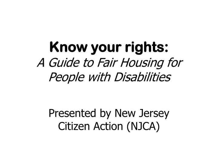 know your rights a guide to fair housing for people with disabilities