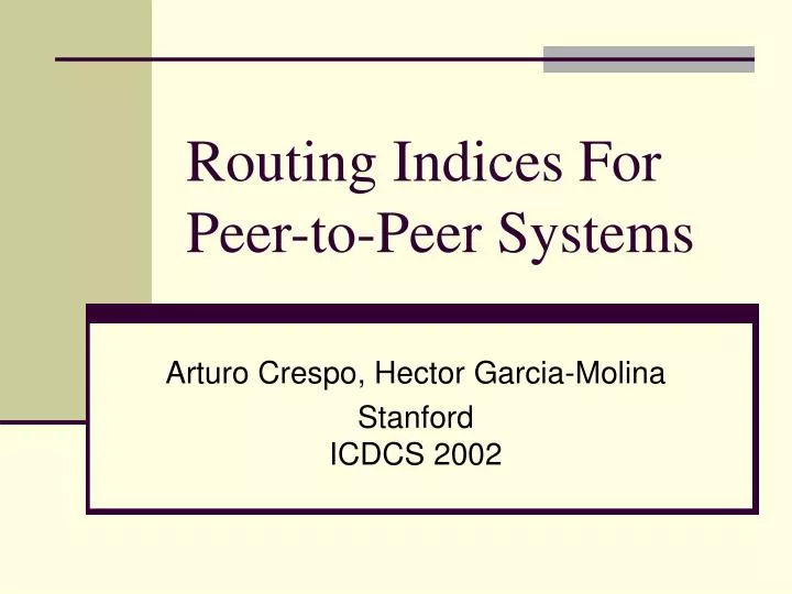 routing indices for peer to peer systems