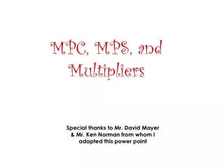 MPC, MPS, and Multipliers