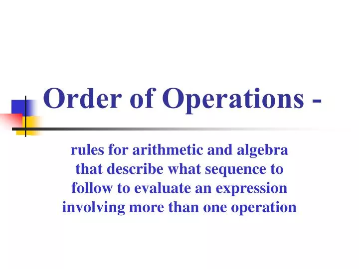 order of operations