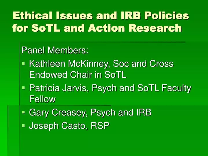 ethical issues and irb policies for sotl and action research