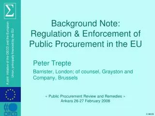 Background Note: Regulation &amp; Enforcement of Public Procurement in the EU