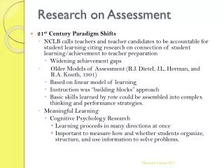 Research on Assessment