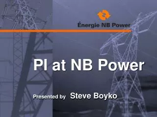 PI at NB Power Presented by Steve Boyko
