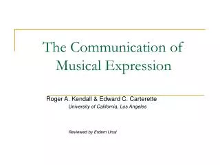 The Communication of Musical Expression