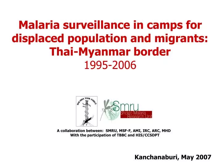 malaria surveillance in camps for displaced population and migrants thai myanmar border 1995 2006
