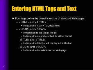 Entering HTML Tags and Text