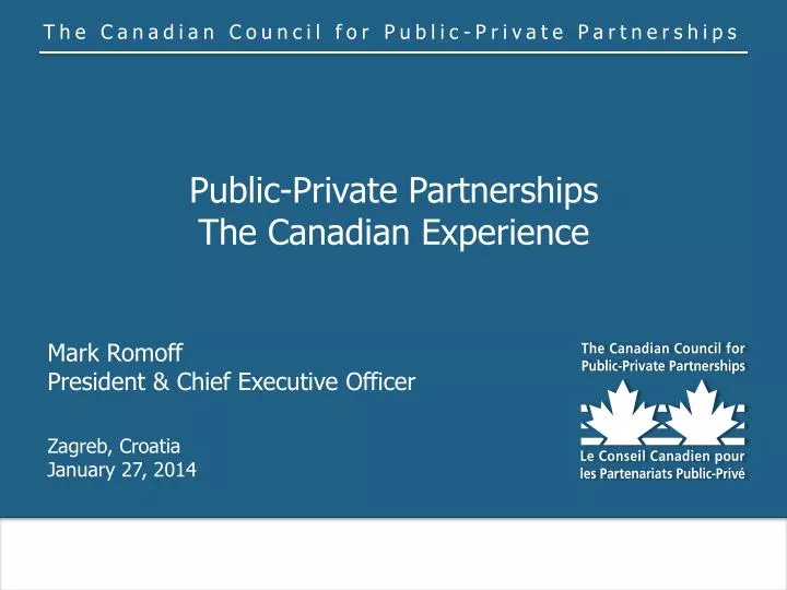 public private partnerships the canadian experience