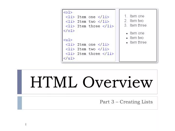 html overview