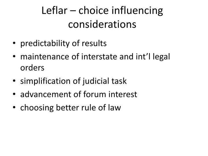 leflar choice influencing considerations