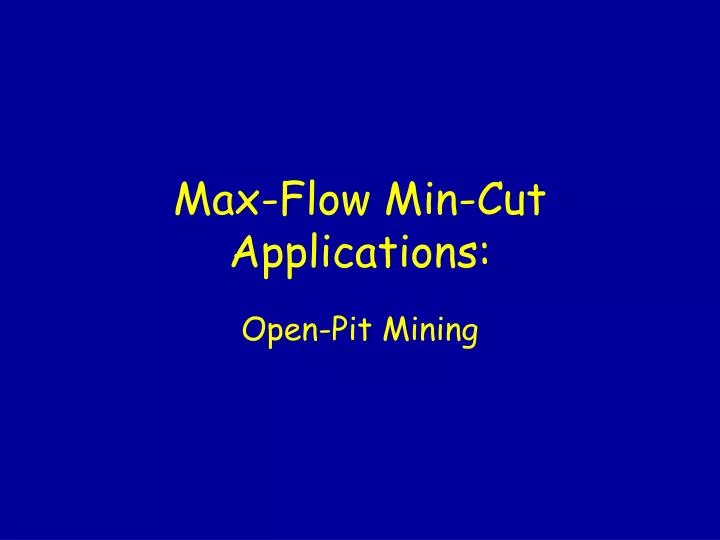 max flow min cut applications