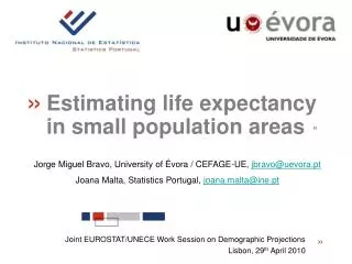Joint EUROSTAT/UNECE Work Session on Demographic Projections Lisbon, 29 th April 2010