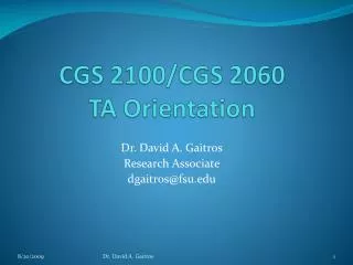 CGS 2100/CGS 2060 TA Orientation