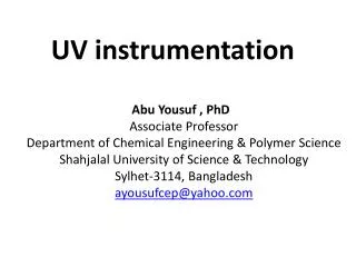 UV instrumentation