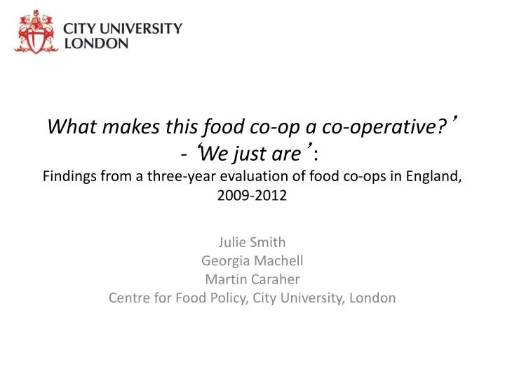 julie smith georgia machell martin caraher centre for food policy city university london