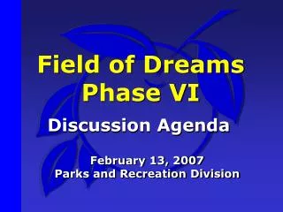 Field of Dreams Phase VI