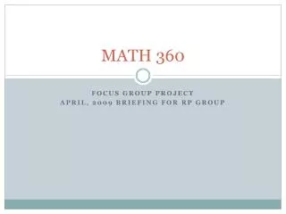 MATH 360