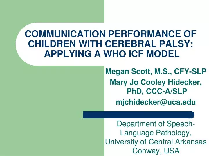 communication performance of children with cerebral palsy applying a who icf model