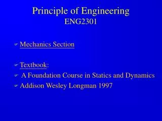 Principle of Engineering ENG2301