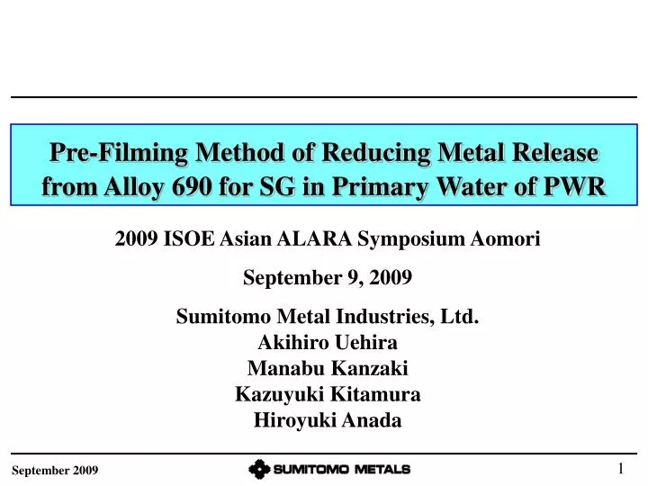 pre filming method of reducing metal release from alloy 690 for sg in primary water of pwr