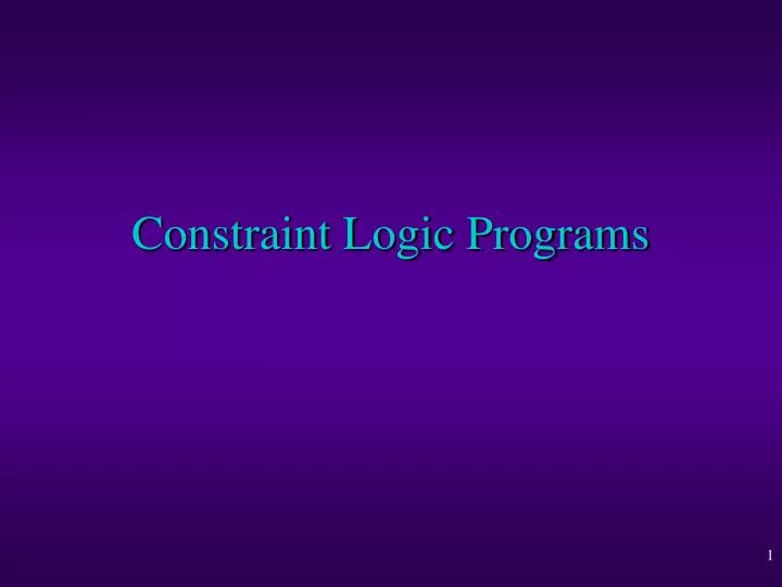 constraint logic programs