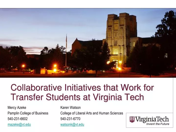 collaborative initiatives that work for transfer students at virginia tech